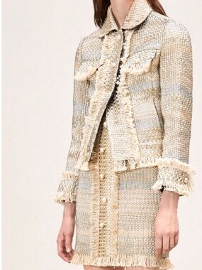 Uterque Fringe Tweed Jacket